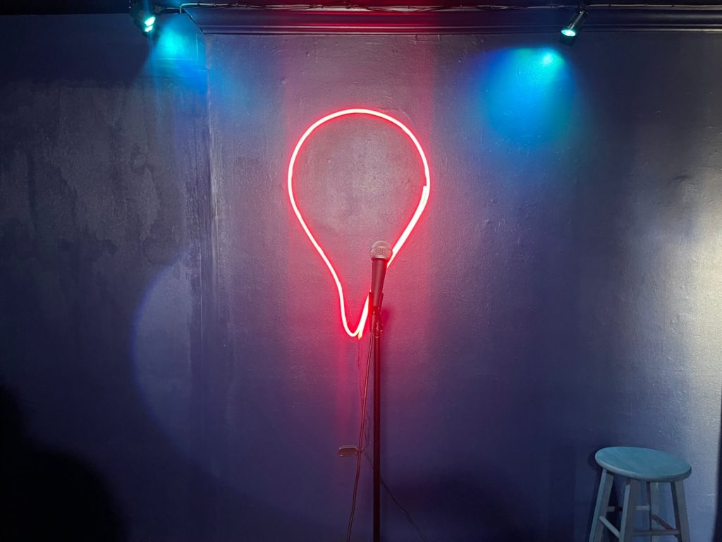 Comedy club stage closeup